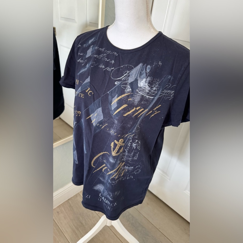 LRL Lauren Jeans Co Ralph Lauren Nautical Anchor Graphic Tee Navy XL